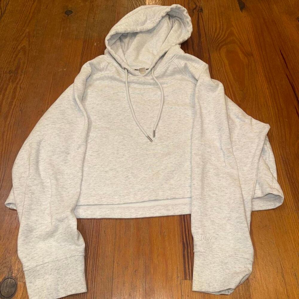 DKNY Sport Gray Cropped Hoodie Women’s Medium Minimalist Athleisure